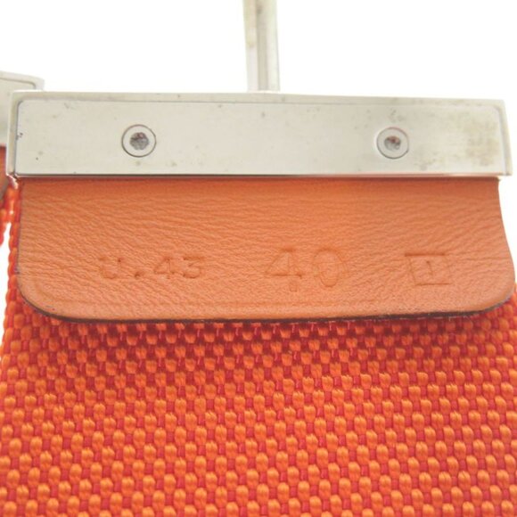 Hermes Hook Belt Waist Belt Nylon Metal Orange Engraved I 0566 main image 7